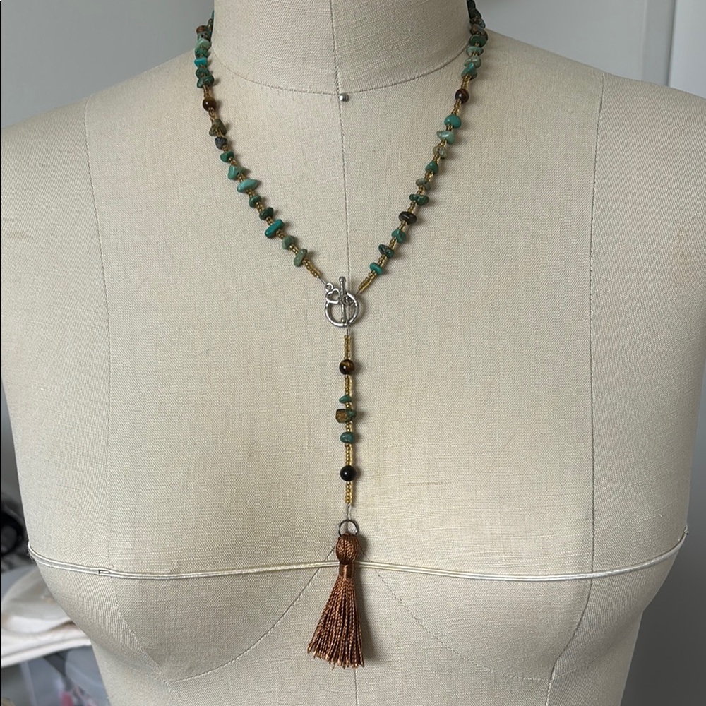 Green and Brown Beaded Necklace
